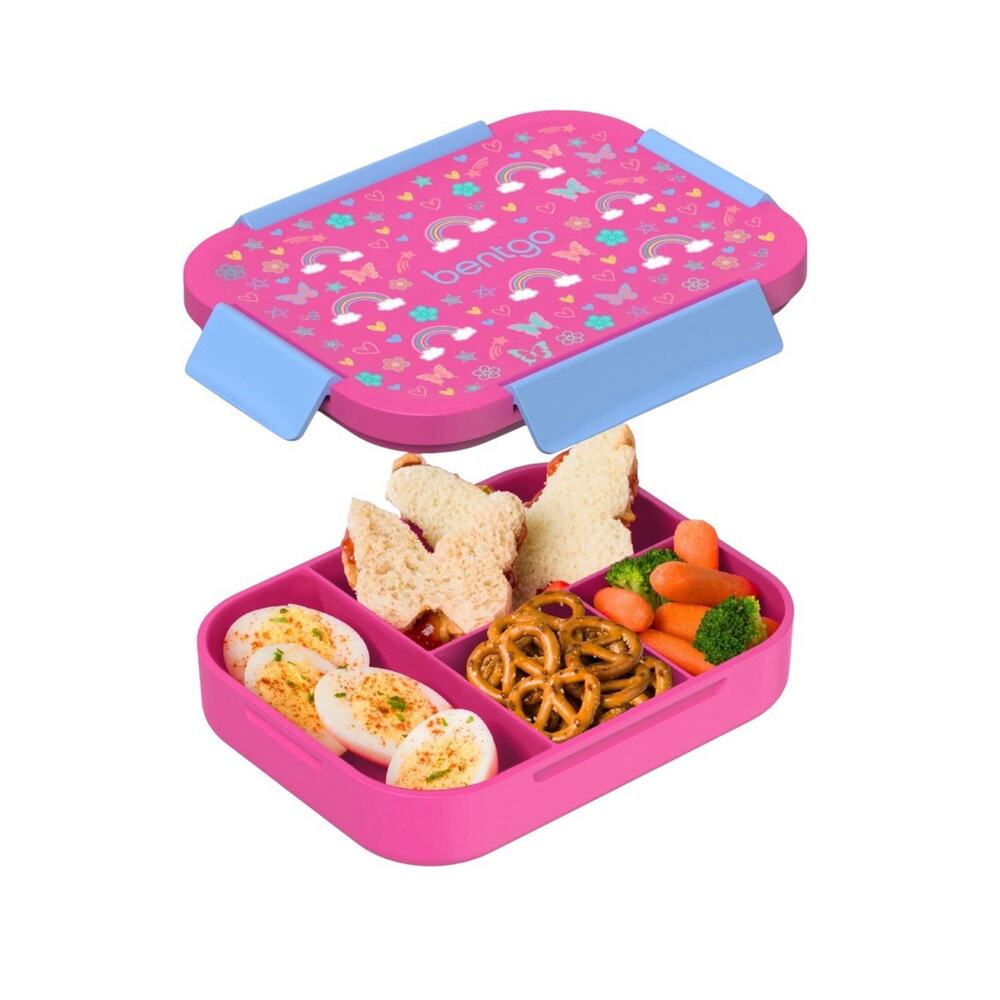 Bentgo Kids Snap & Go Leak-Proof Lunch Box,Pink Blue Butterflies & Rainbows NIB